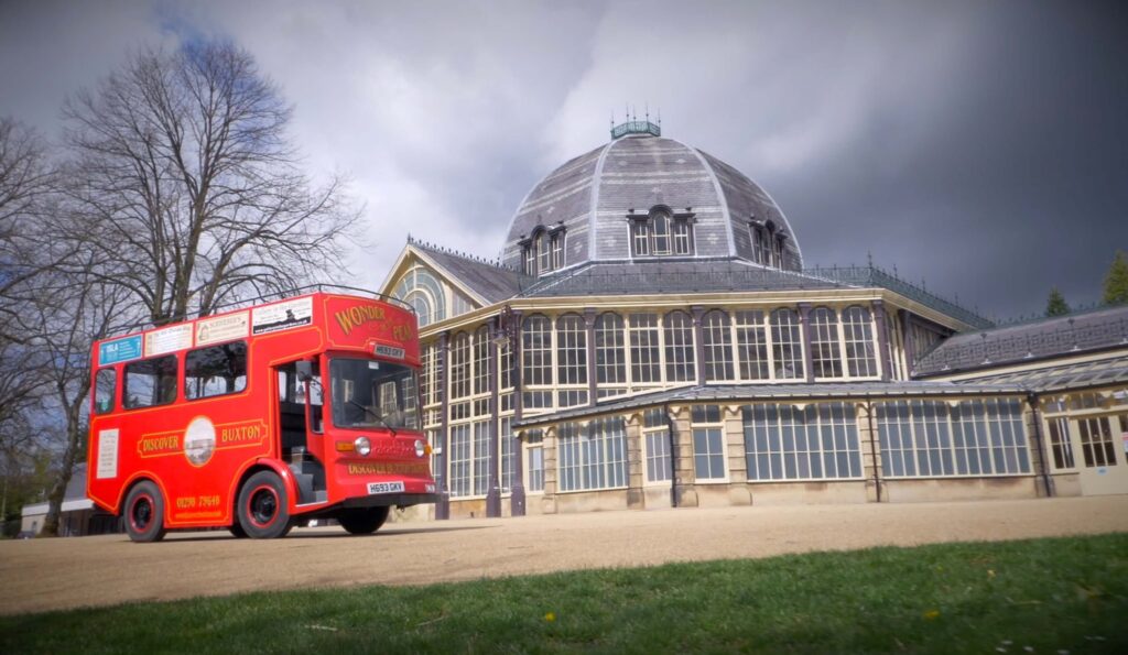 Discover Buxton tram at the Pavilion Gardens, Buxton, Derbyshire