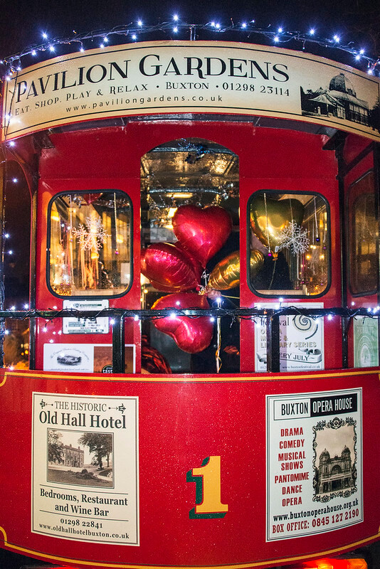 Discover Buxton Tram with love heart balloons